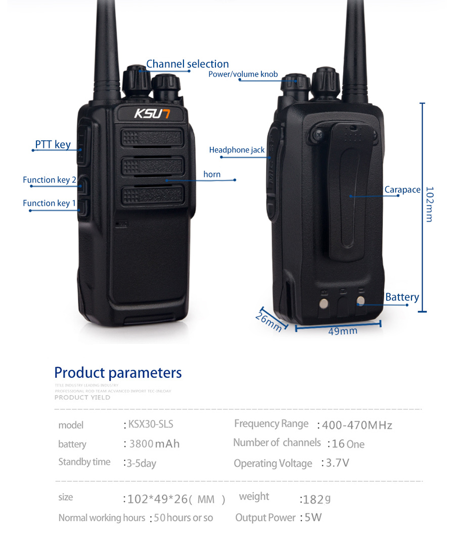 Oswald Expense Dismissal KSUN Walkie-Talkie KSX30-SLS Strength S Version - Public Level - BUXUN Electronic Technology CO., LTD Oswald Expense Dismissal KSUN Walkie-Talkie KSX30-SLS Strength S Version - Public Level - BUXUN Electronic Technology CO., LTD
